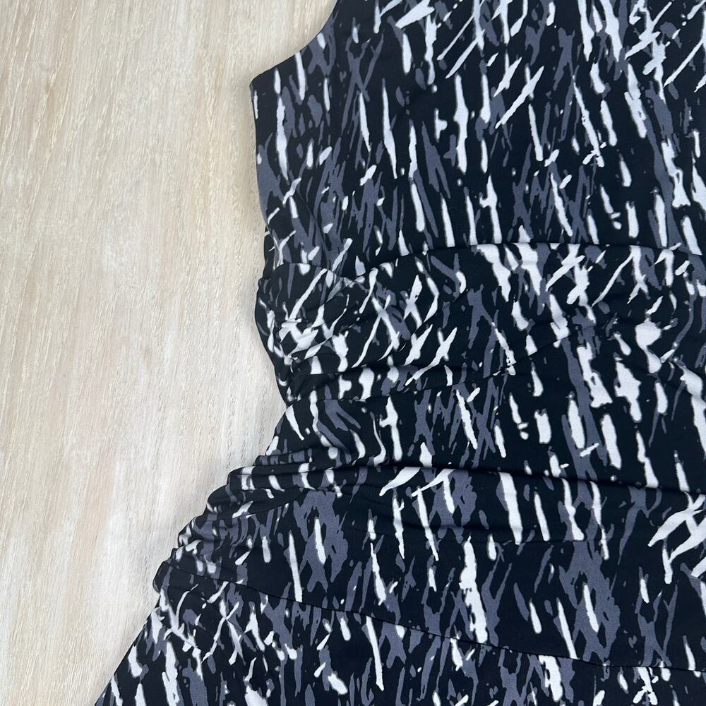 Nine West Abstract Monochrome V-Neck Sleeveless Stretch Classic Casual Dress 12 - Picture 14 of 14